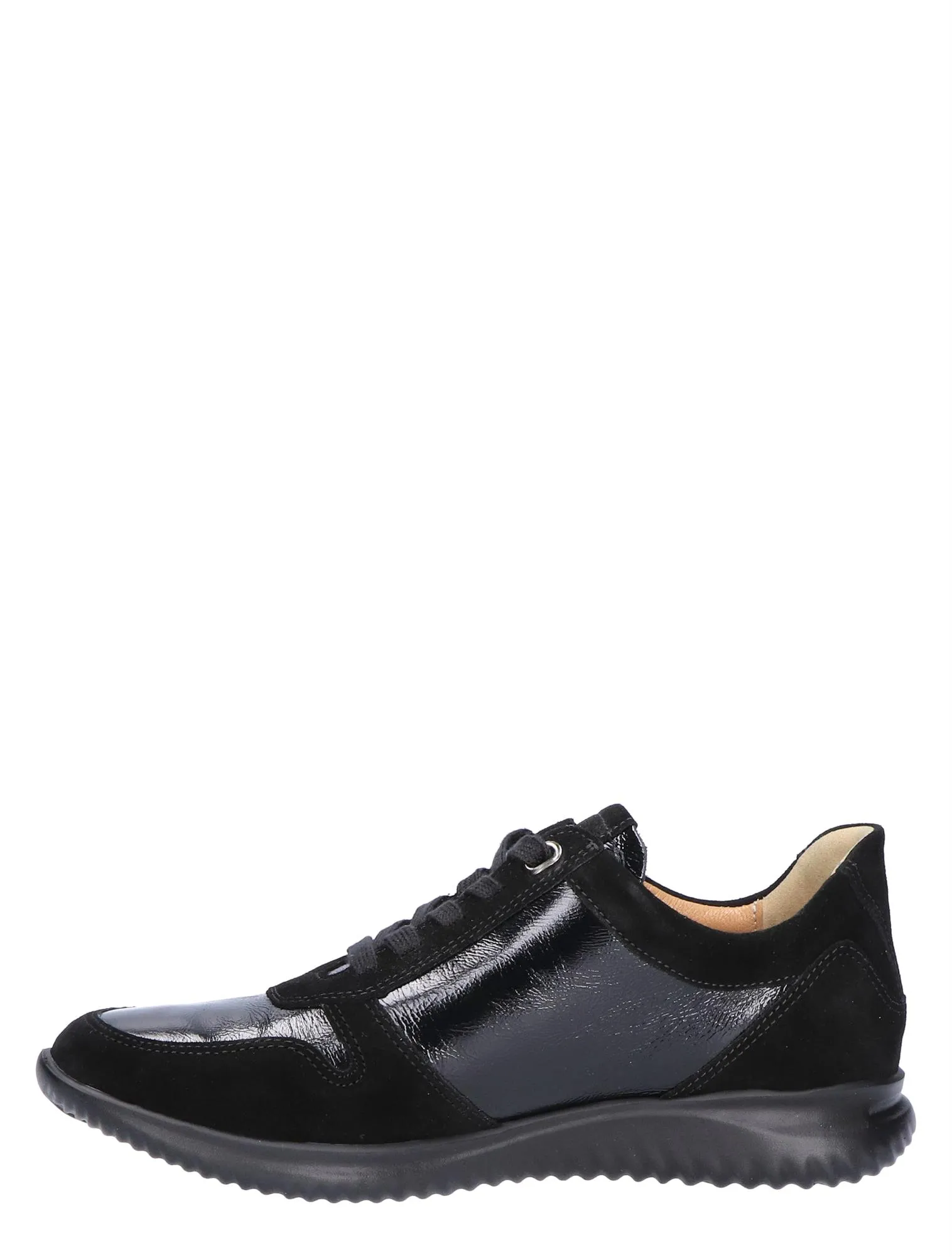 HARTJES  BREEZE SHOE BLACK LAKLEER SUEDE GWIJDTE