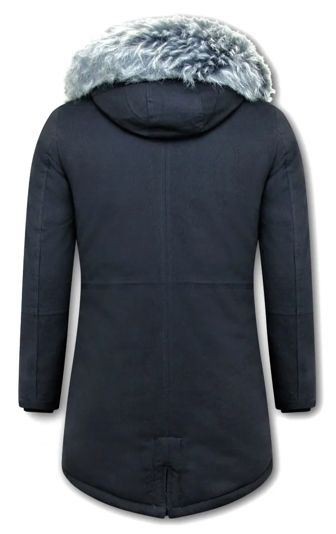 HEREN WINTERJAS  MET FAUX  BONTKRAAG   ZWART