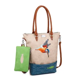  Hi-Di-Hi hand-/schoudertas/shopper Fisher beige petrol