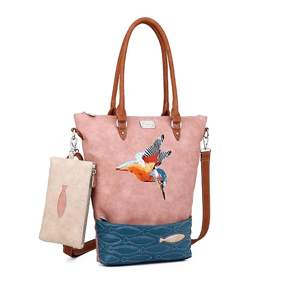  HIDIHI HAND/SCHOUDERTAS/SHOPPER FISHER ROZE PETROL