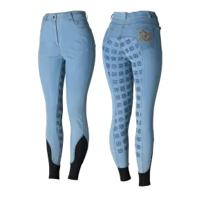 Horze Denim High Waist Full Seat Rijbroek, dames