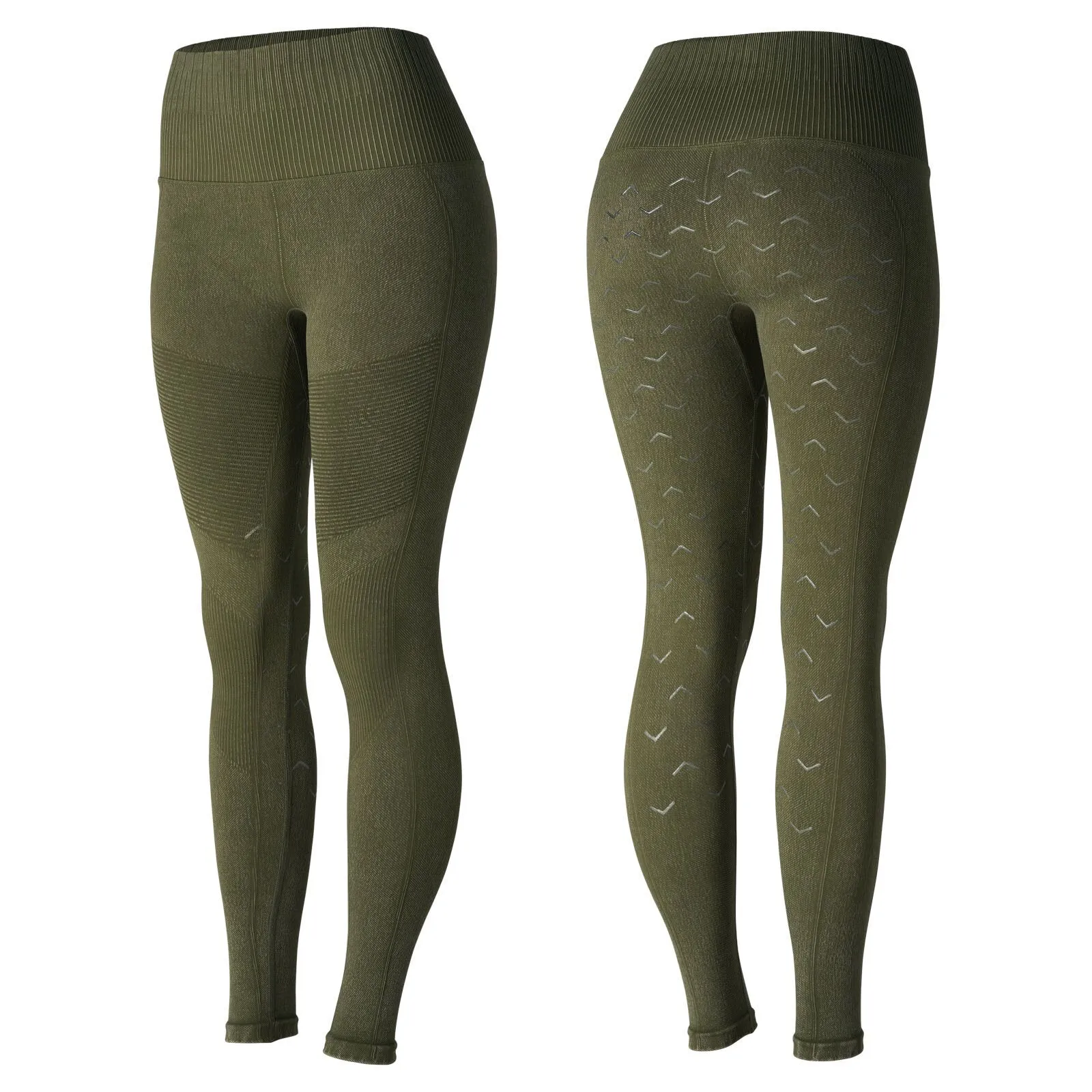 HORZE VANESSA NAADLOZE DENIMLOOK SILICONEN FULL SEAT TIGHTS, DAMES