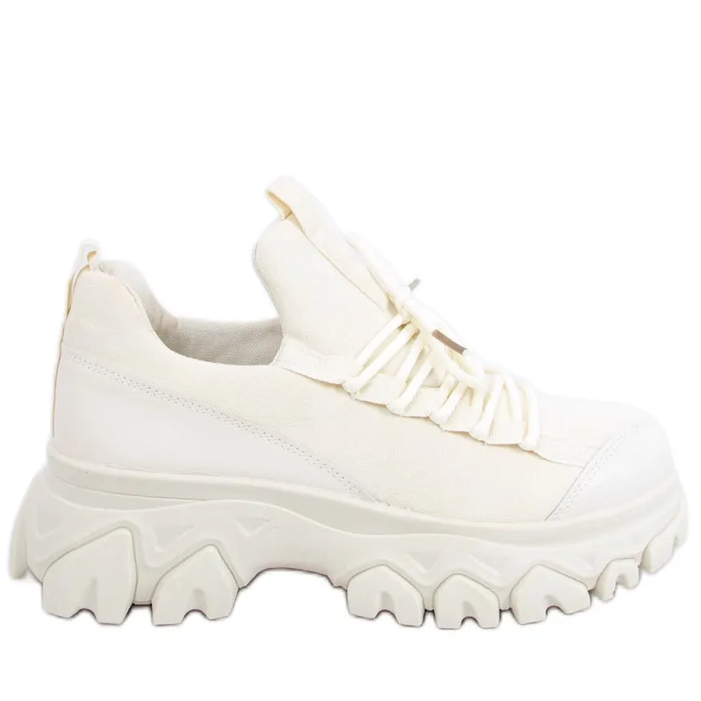Huggy Beige sportschoenen met hoge zolen