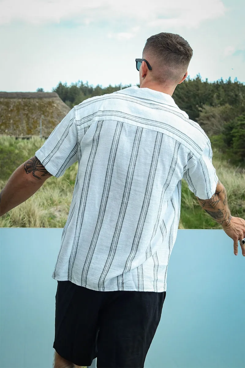   Jack & Jones  Cabana Stripe Relaxed Shirt Cloud Dancer