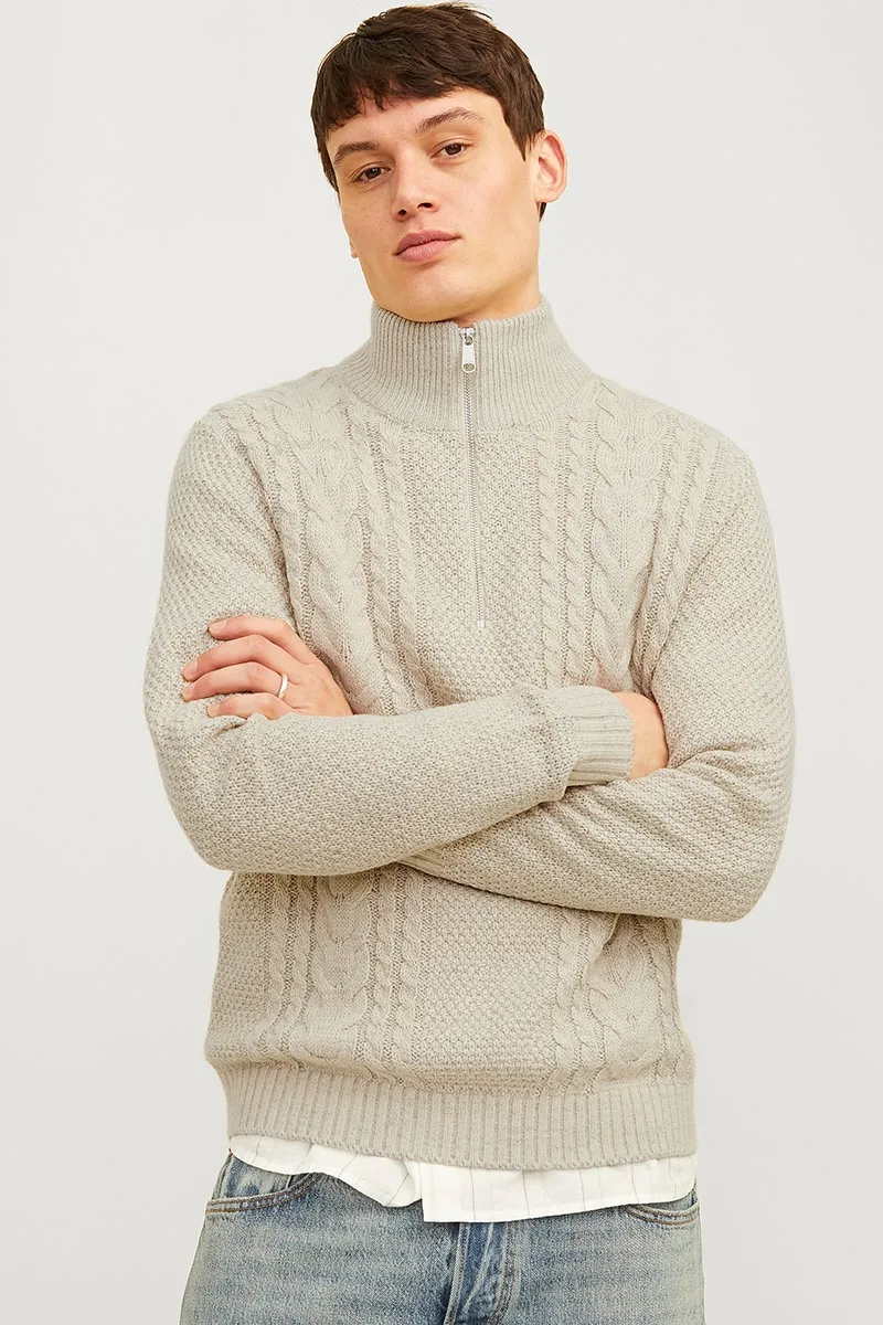   Jack & Jones  Craig Knit Half Zip White Melange