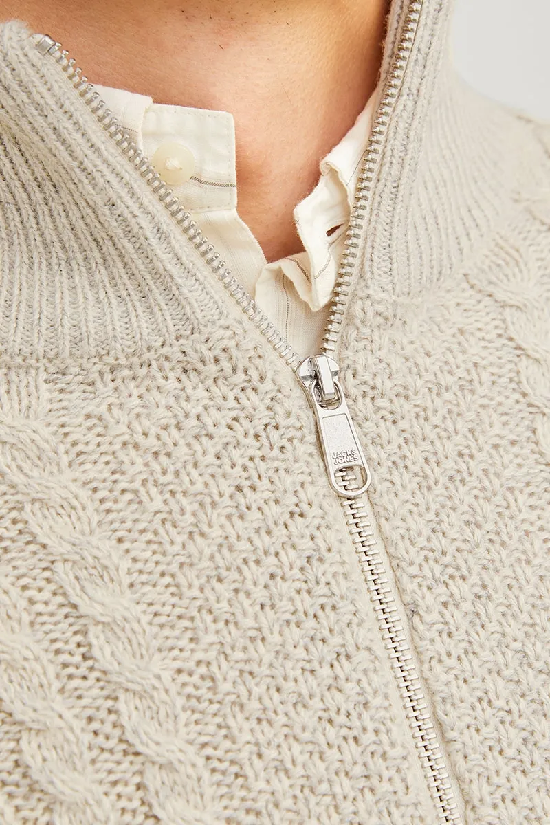   Jack & Jones  Craig Knit Half Zip White Melange