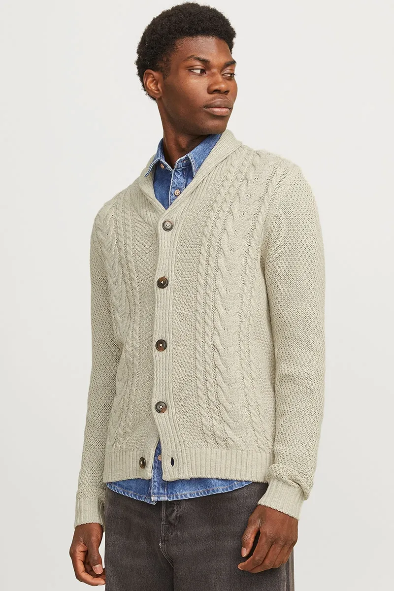   Jack & Jones  Craig Knit Shawl Neck White Melange