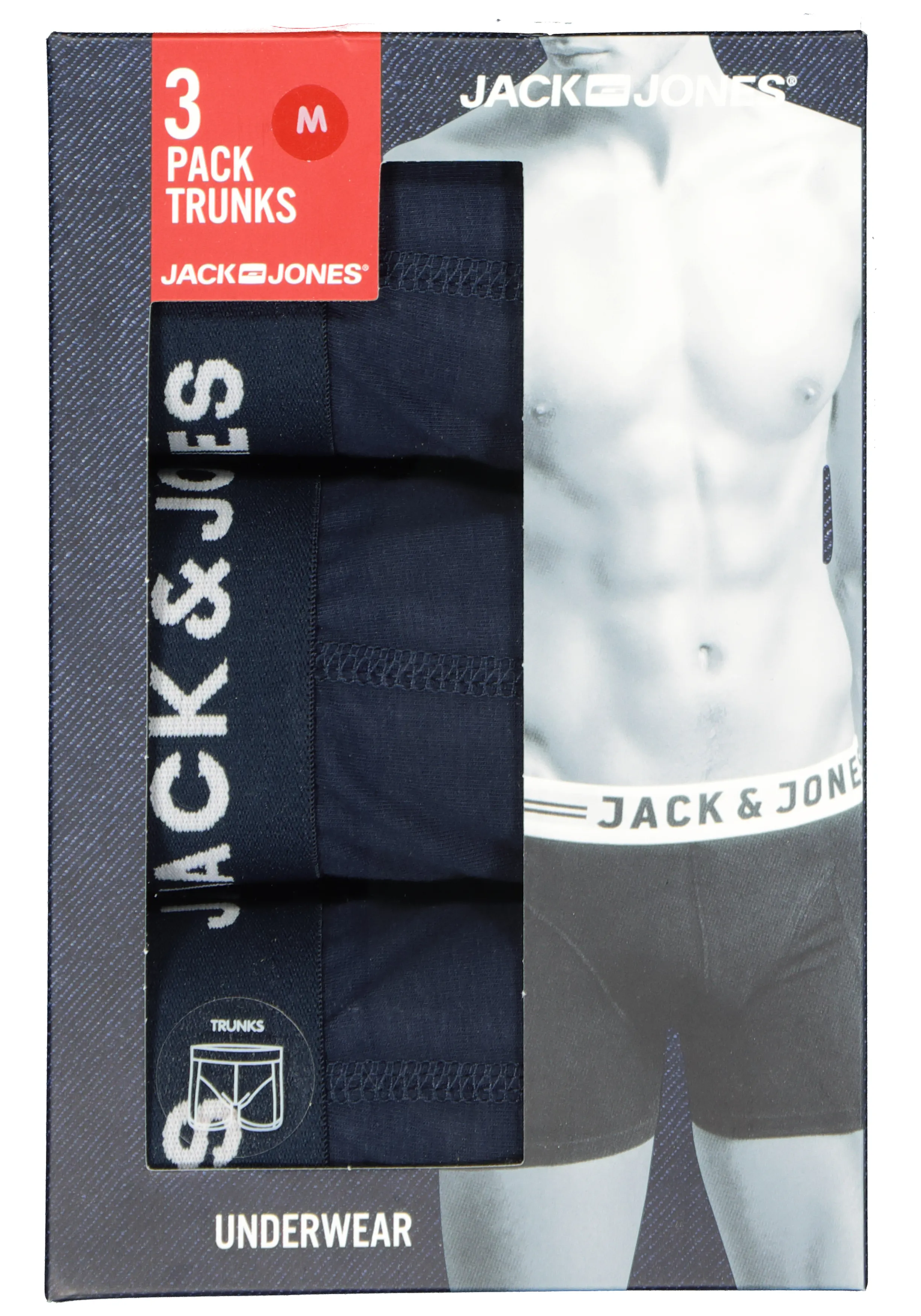 JACK & JONES HEREN BOXERS JACANTHONY TRUNKS (3PACK), NAVY BLAUW