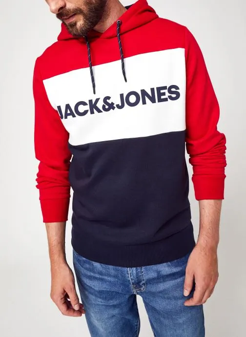      JACK & JONES JJELOGO BLOCKING SWEAT HOOD NOOS  ROOD   