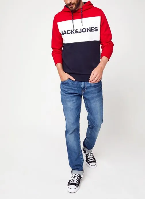      JACK & JONES JJELOGO BLOCKING SWEAT HOOD NOOS  ROOD   