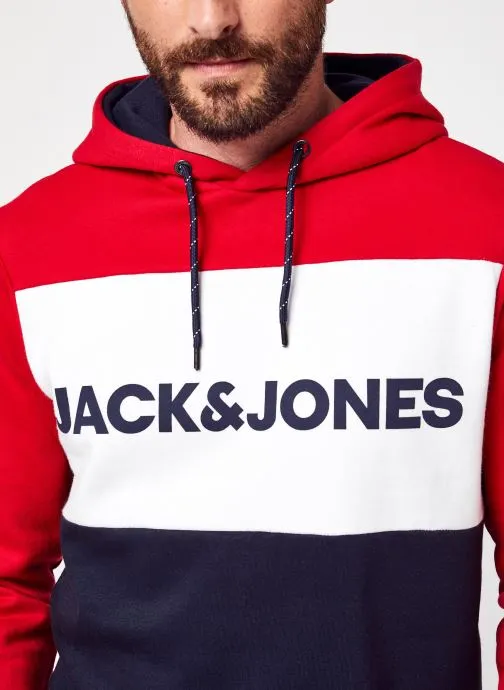      JACK & JONES JJELOGO BLOCKING SWEAT HOOD NOOS  ROOD   