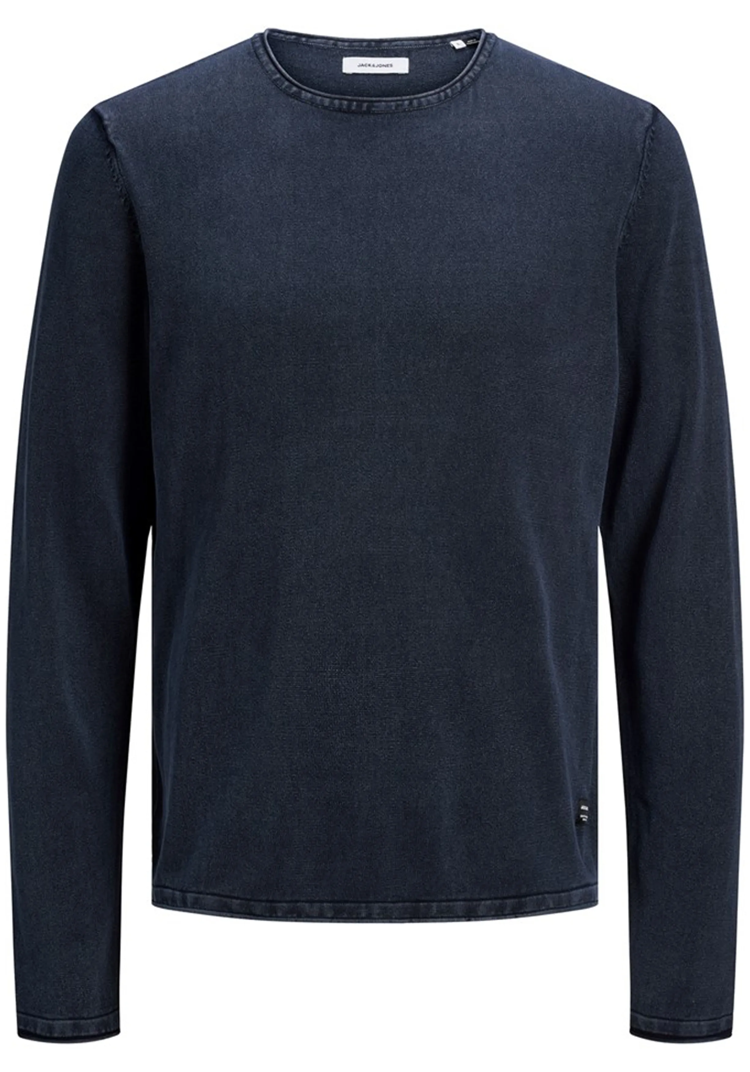 JACK & JONES SLIM FIT TRUI KATOEN, OHALS, VERWASSEN DONKERBLAUW