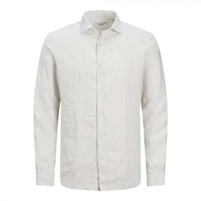 Jack & Jones Parker linen stripe overhemd heren travertine