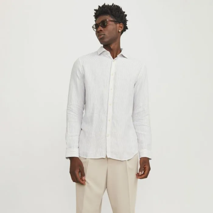 Jack & Jones Parker linen stripe overhemd heren travertine