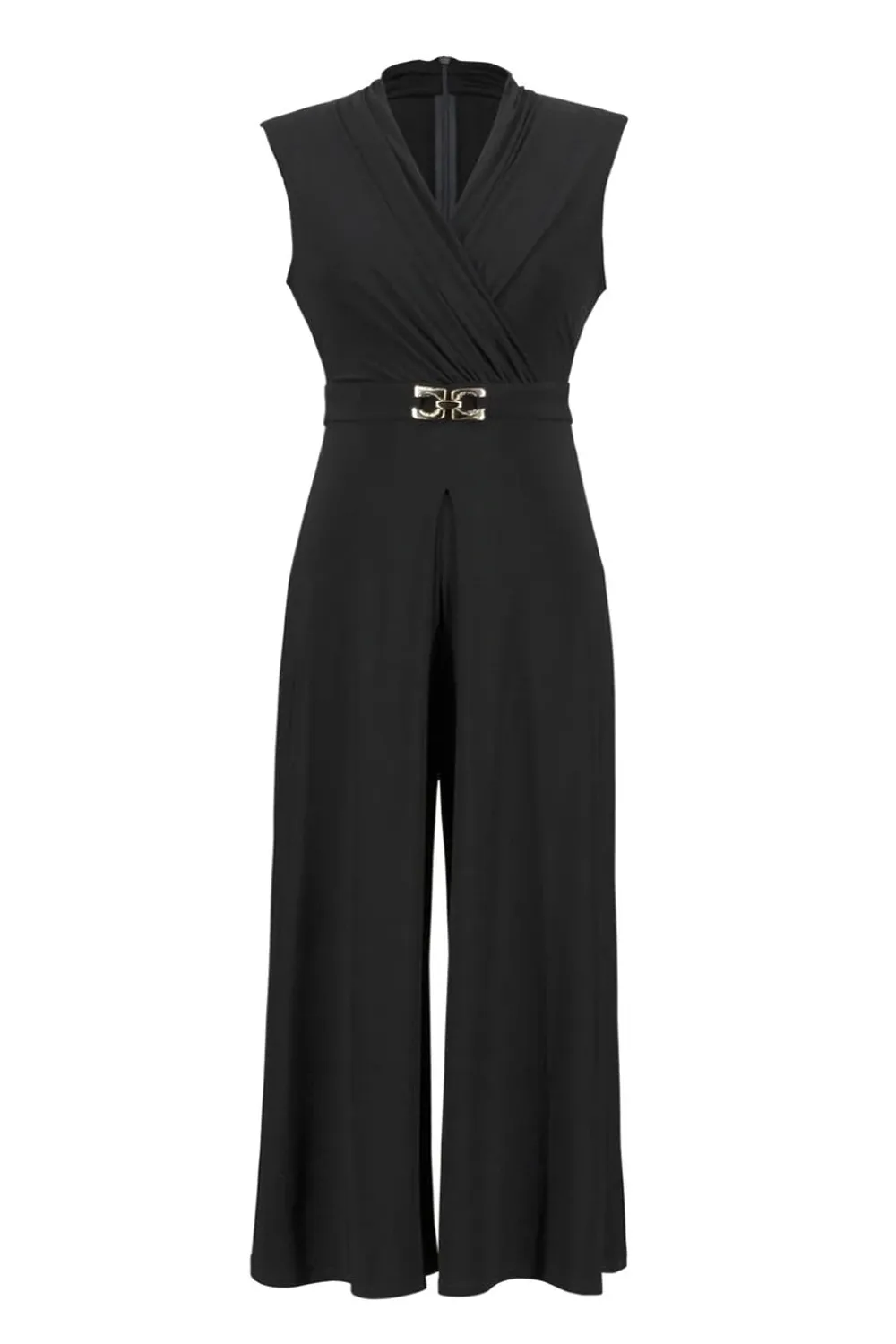 JOSEPH RIBKOFF Joseph Ribkoff jumpsuit zonder mouw en gouden logo in taille Zwart