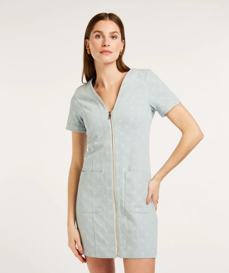 Jurk Lonneke met logodessin | Light blue denim | JOSH V