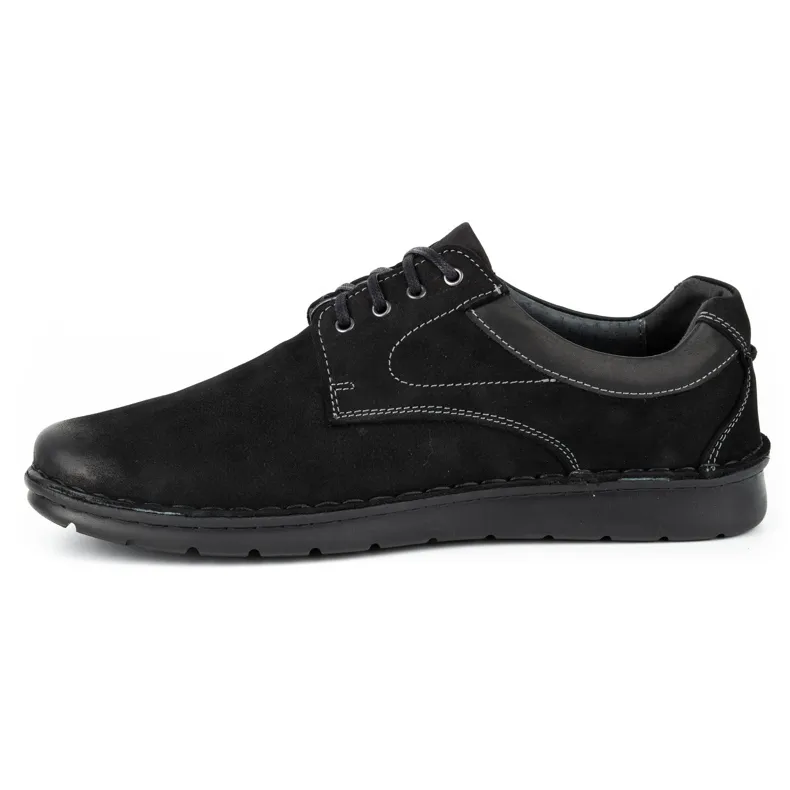 Kampol Casual leren herenschoenen 13/3 zwart nubuck