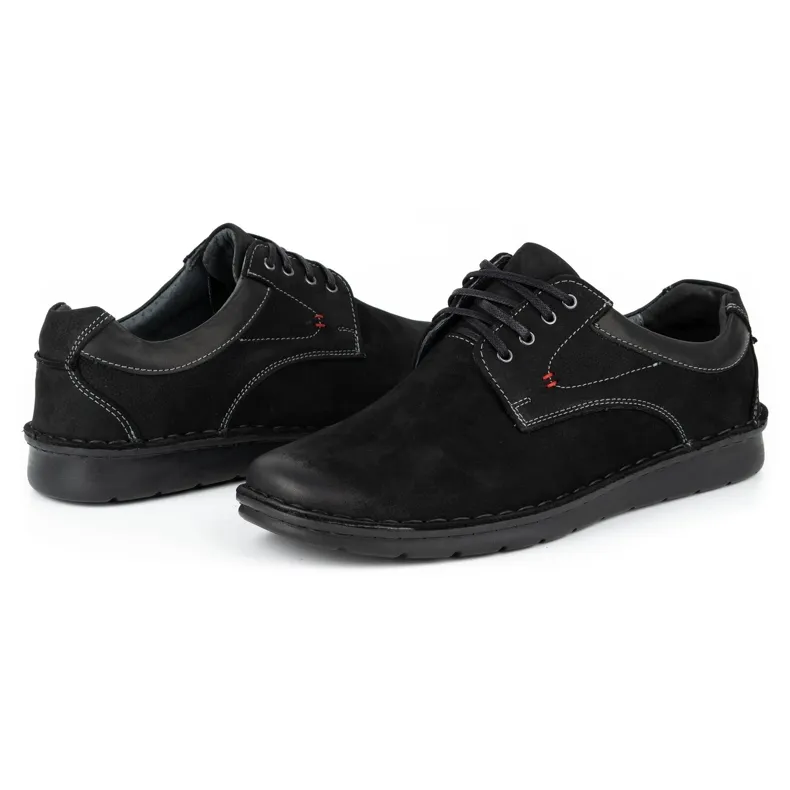 Kampol Casual leren herenschoenen 13/3 zwart nubuck