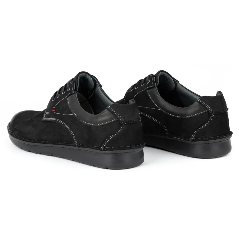 Kampol Casual leren herenschoenen 13/3 zwart nubuck