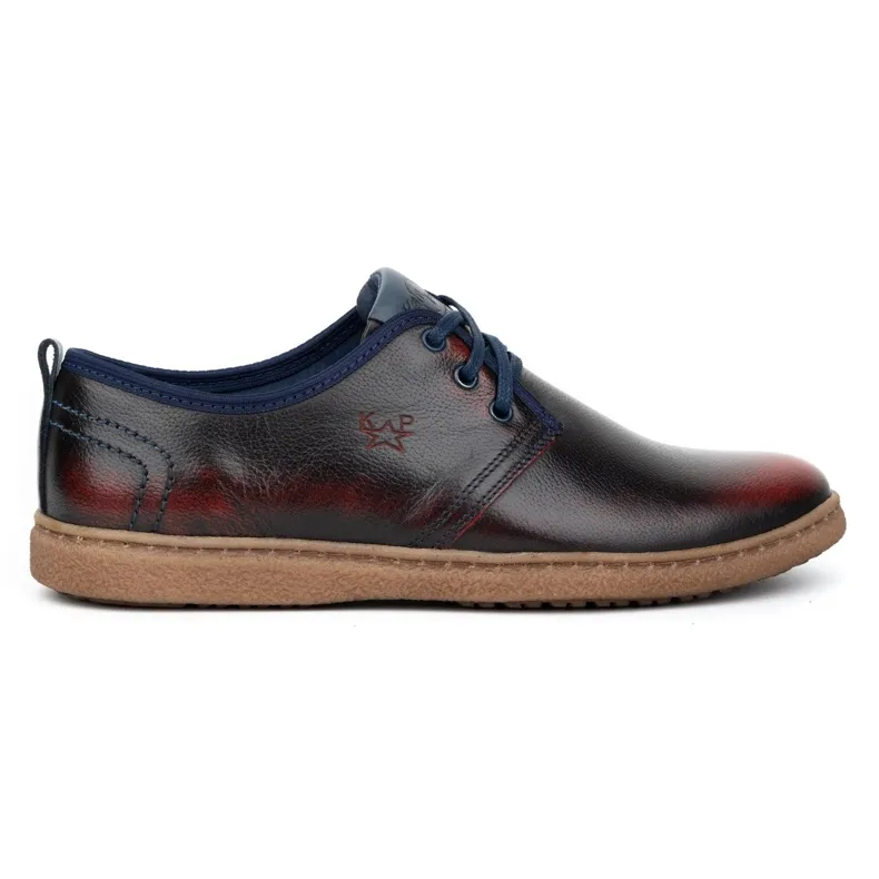 Kampol Casual leren herenschoenen 22KAM, bordeaux rood