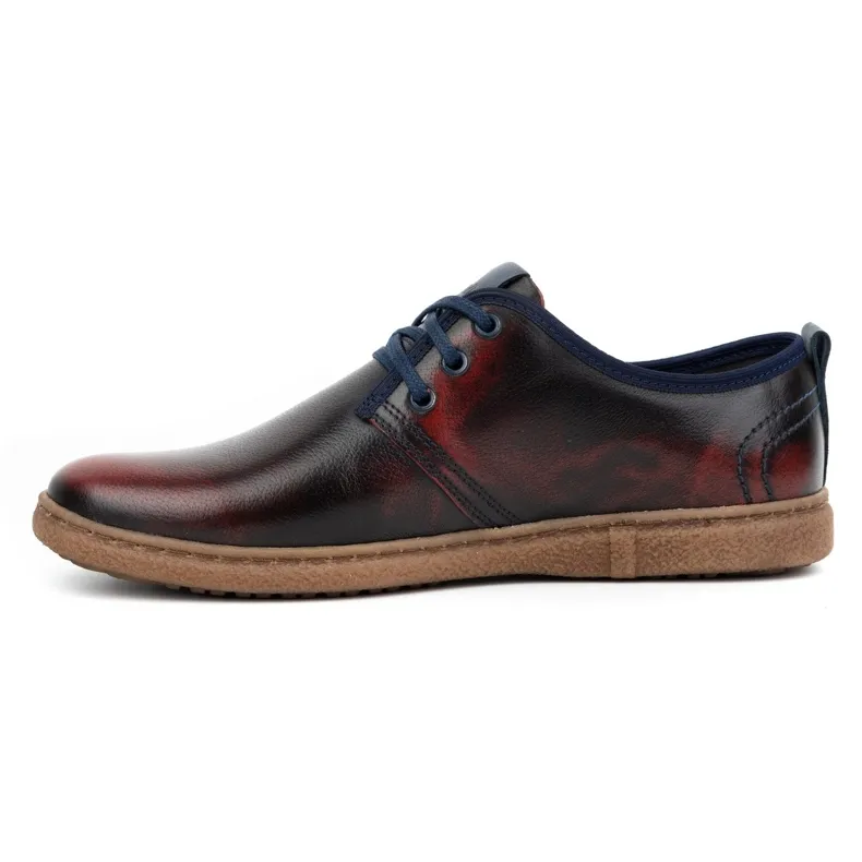 Kampol Casual leren herenschoenen 22KAM, bordeaux rood