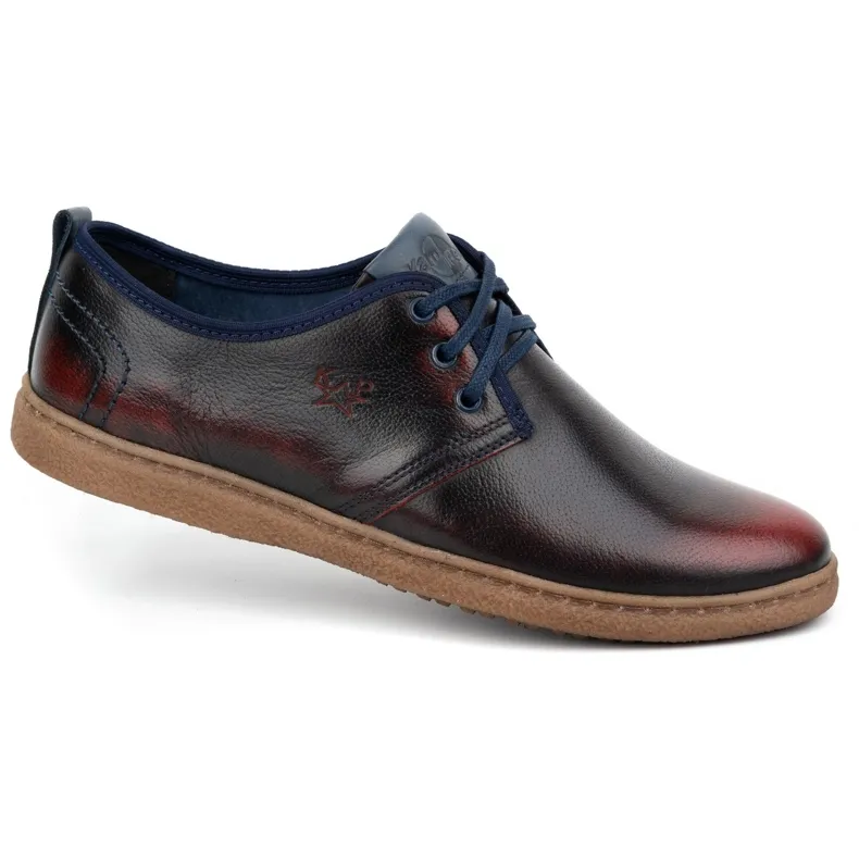 Kampol Casual leren herenschoenen 22KAM, bordeaux rood