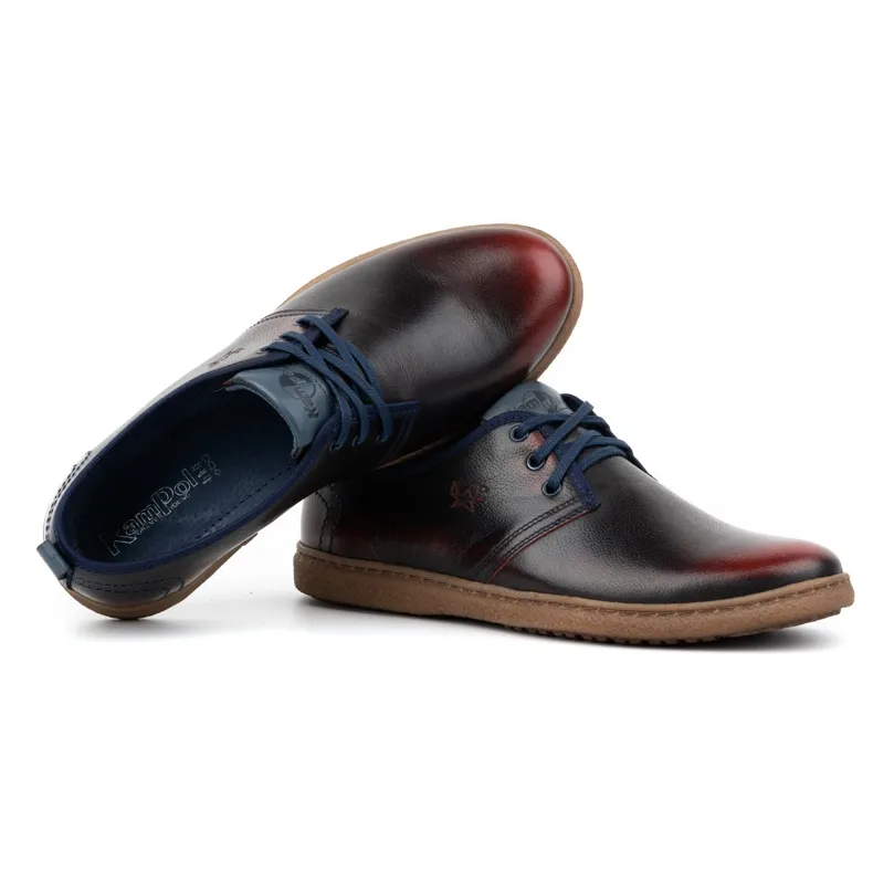 Kampol Casual leren herenschoenen 22KAM, bordeaux rood