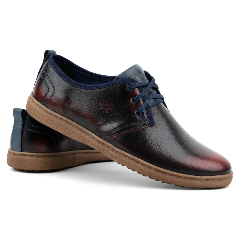 Kampol Casual leren herenschoenen 22KAM, bordeaux rood