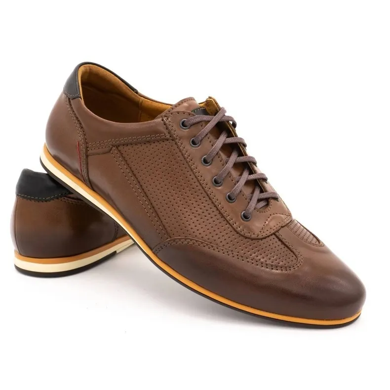 Kampol Casual leren herenschoenen 64 / C1 bruin