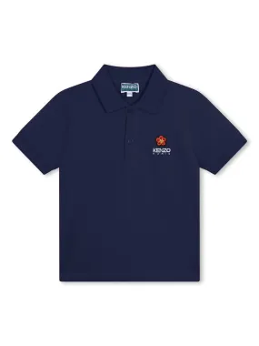 Kenzo Kids Poloshirt van biologisch katoen met print Blauw