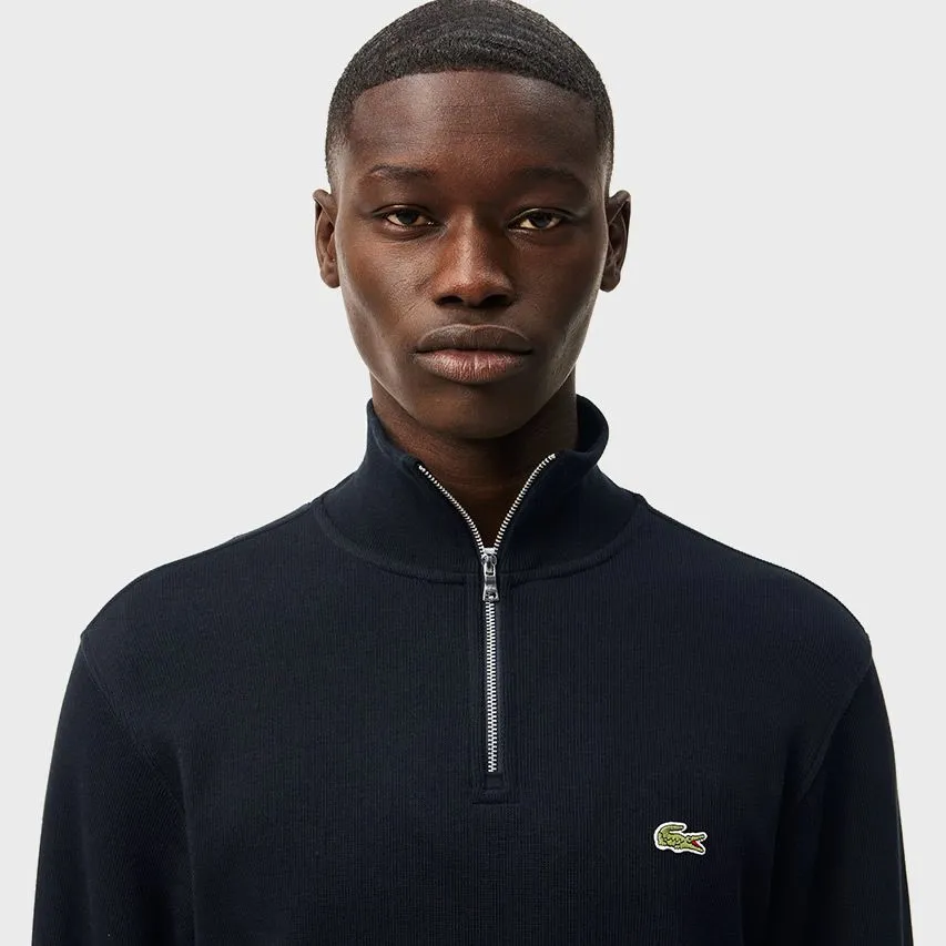 Lacoste ritskraag sweater logo blauw  