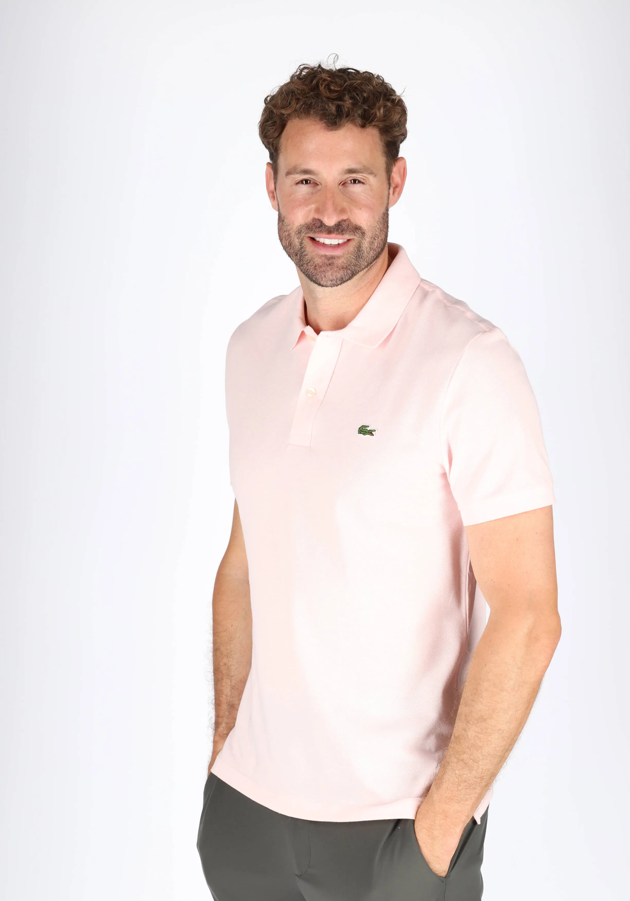 Lacoste Slim Fit polo, flamingo roze