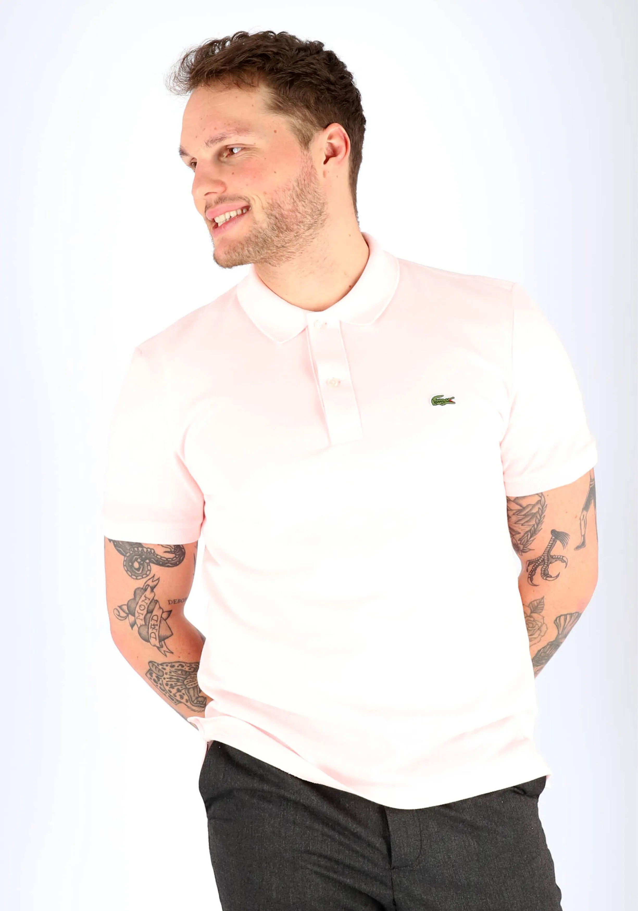 Lacoste Slim Fit polo, flamingo roze