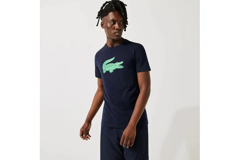 LACOSTE SPORT TSHIRT MET KROKODILLENPRINT NAVY/GROEN HEREN