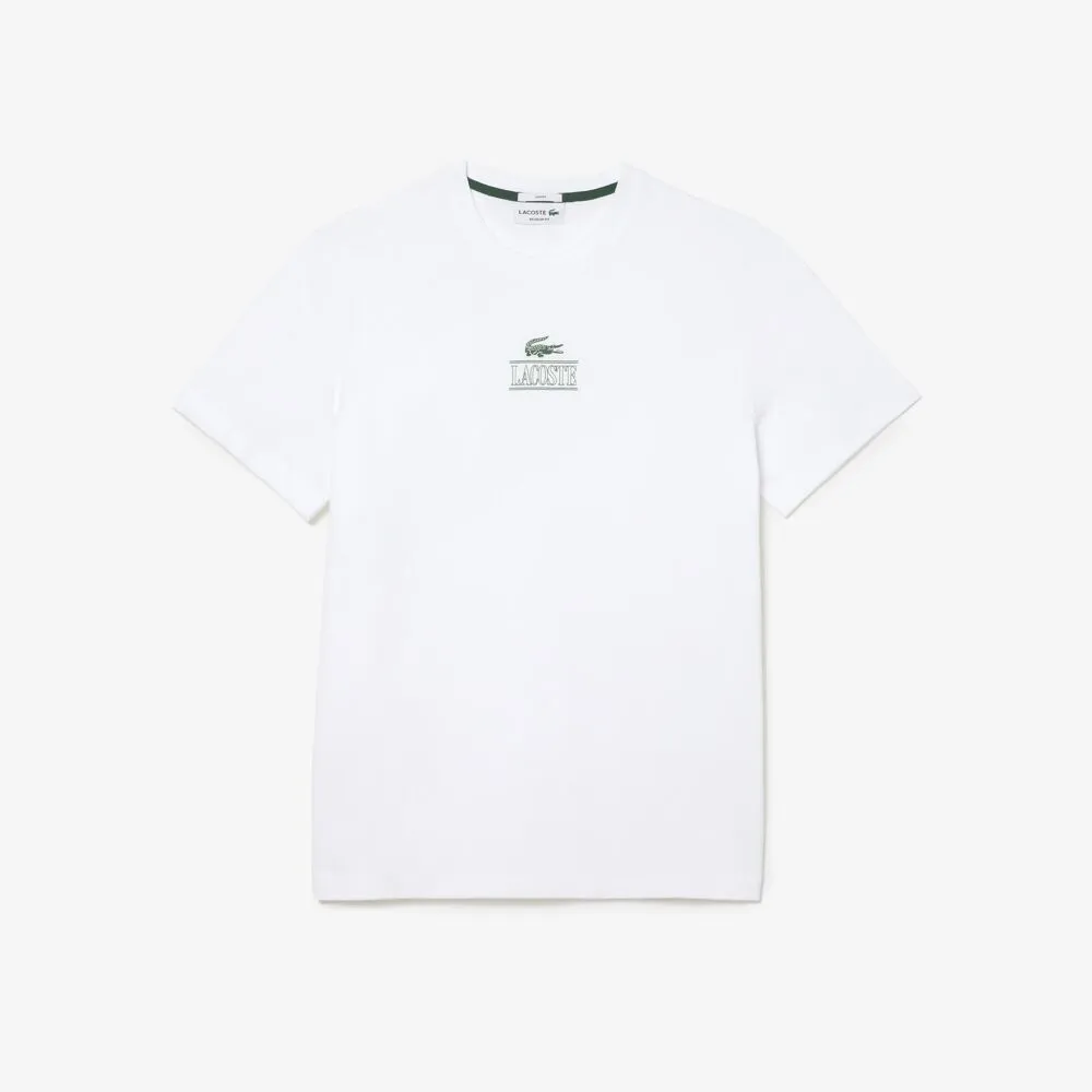 LACOSTE  TSHIRT REGULAR FIT KATOENJERSEY MET MERKDETAILS