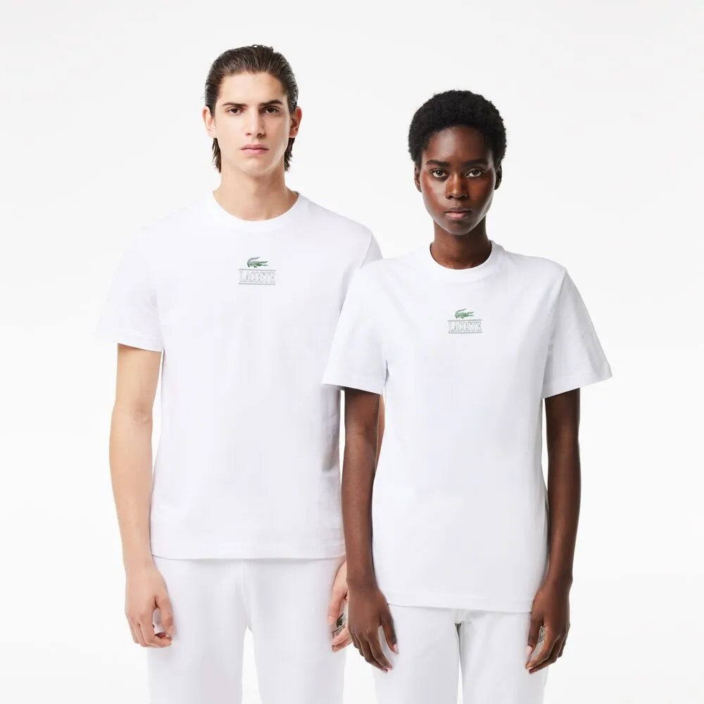 LACOSTE  TSHIRT REGULAR FIT KATOENJERSEY MET MERKDETAILS