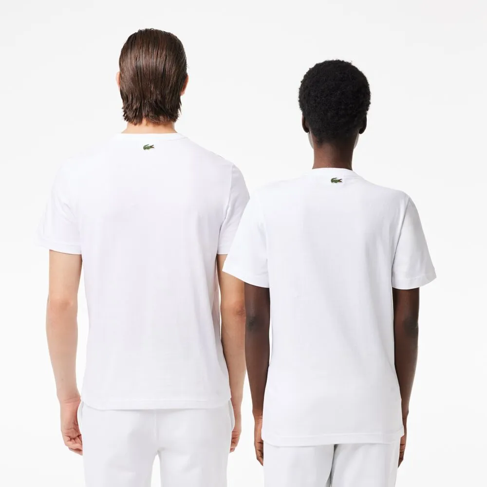 LACOSTE  TSHIRT REGULAR FIT KATOENJERSEY MET MERKDETAILS