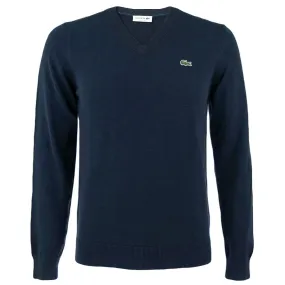 Lacoste V-hals sweater patch logo blauw  