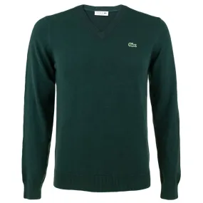 Lacoste V-hals sweater patch logo groen  