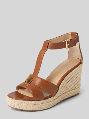 Lauren Ralph Lauren Espadrilles met labelapplicatie, model 'HALE' in cognac