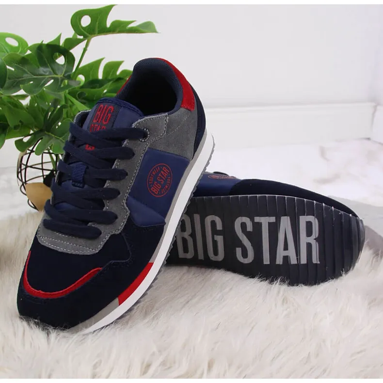 Leren marineblauwe sportschoenen Big Star GG274A055 veelkleurig