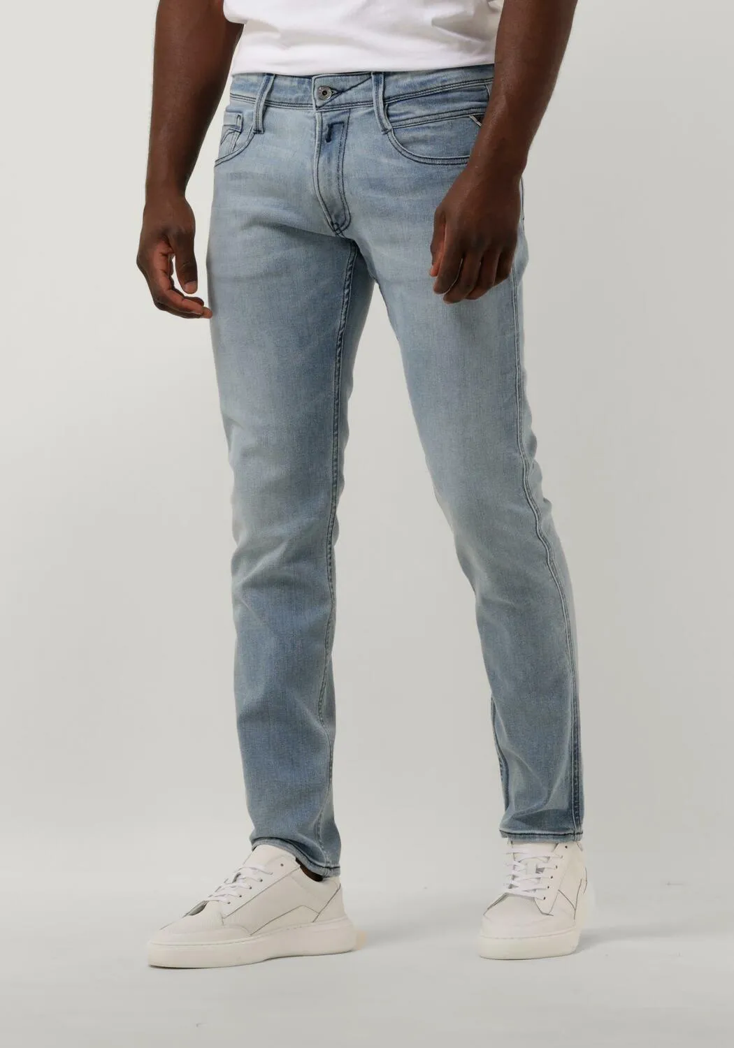 lichtblauwe replay slim fit jeans anbass pants