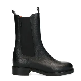 Manfield Zwarte leren chelsea boots