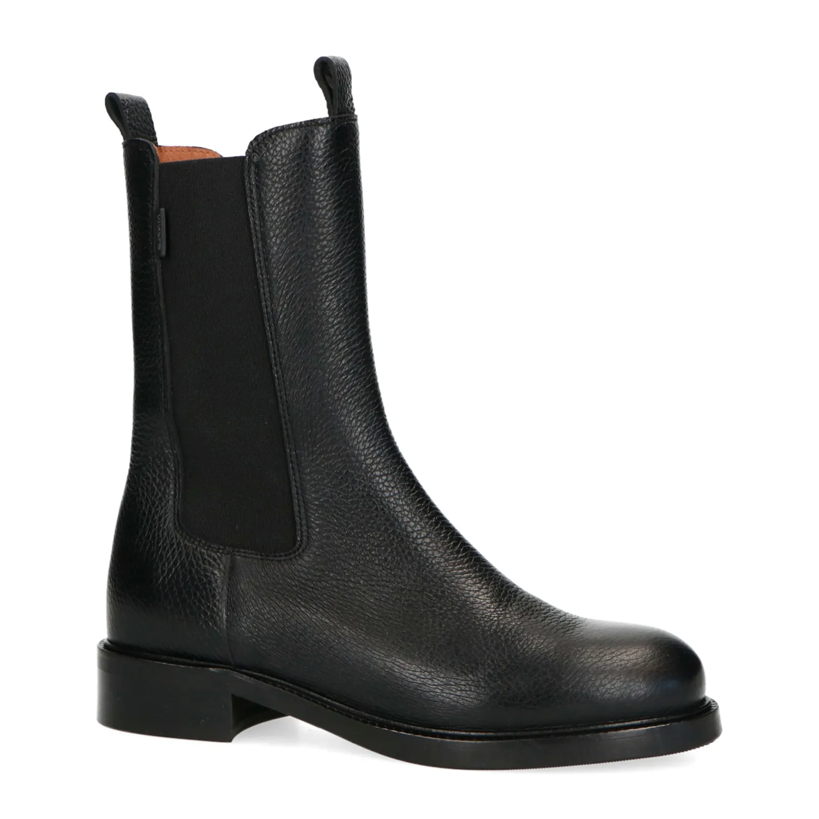 Manfield Zwarte leren chelsea boots