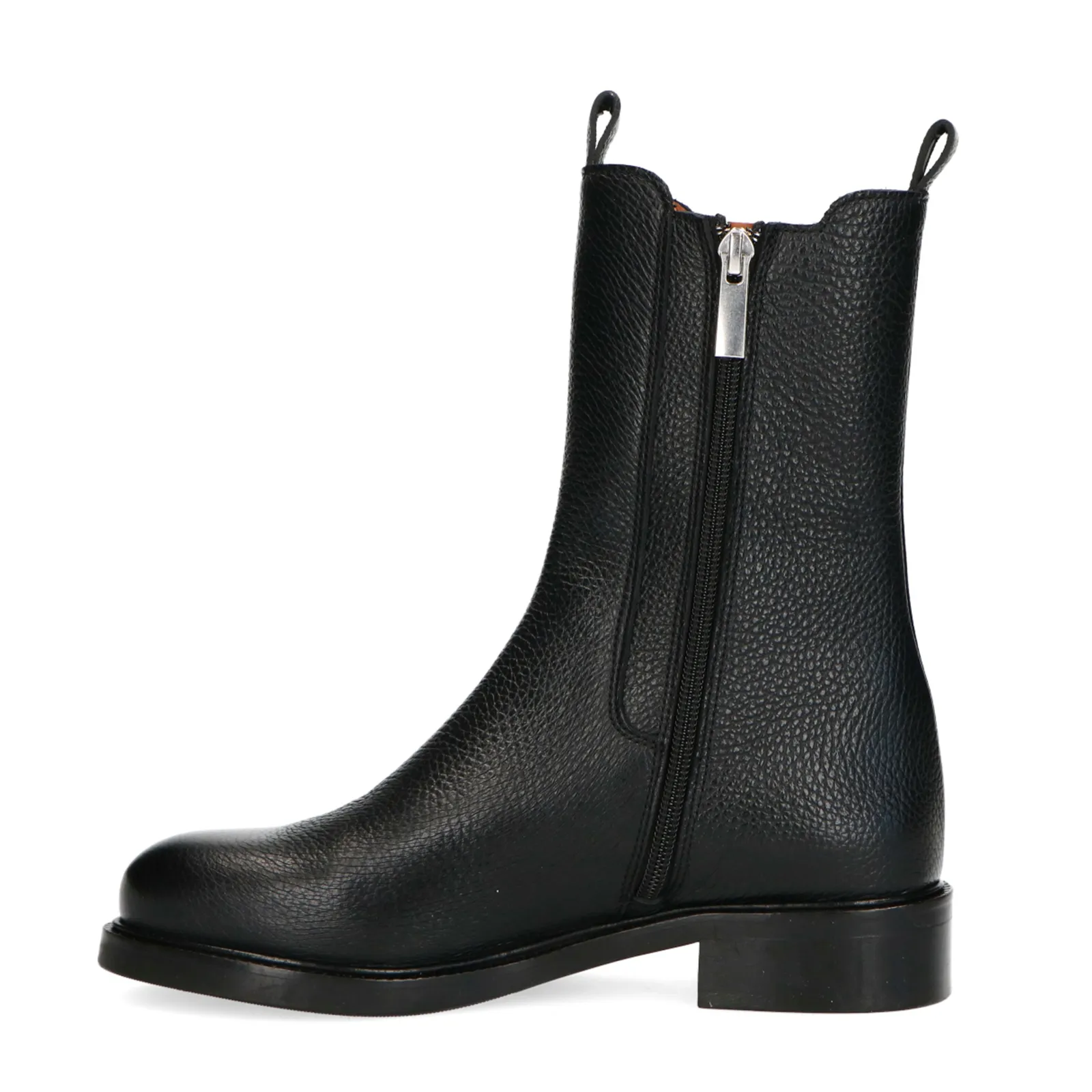 Manfield Zwarte leren chelsea boots