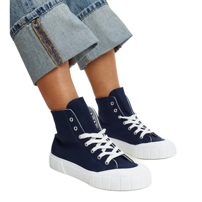 Marineblauwe Vinka hoge sneakers