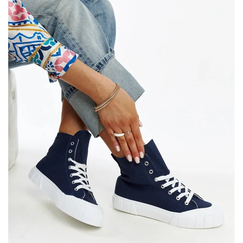 Marineblauwe Vinka hoge sneakers