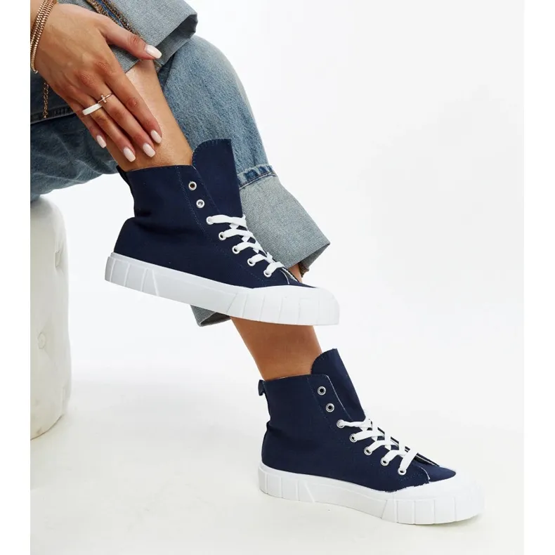 Marineblauwe Vinka hoge sneakers