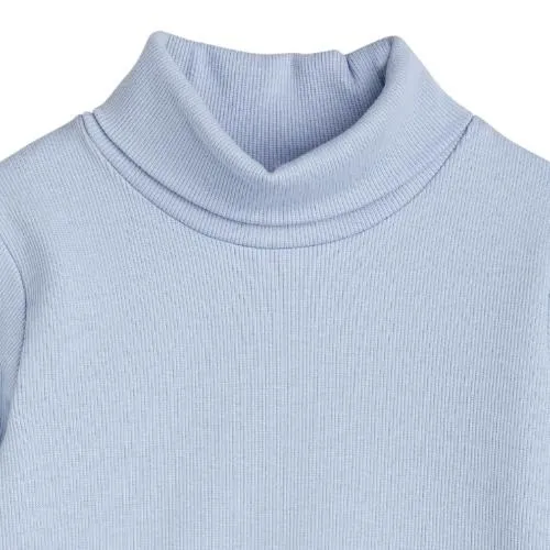 Mini Rodini Solid rib turtleneck ls tee Blue | shirt