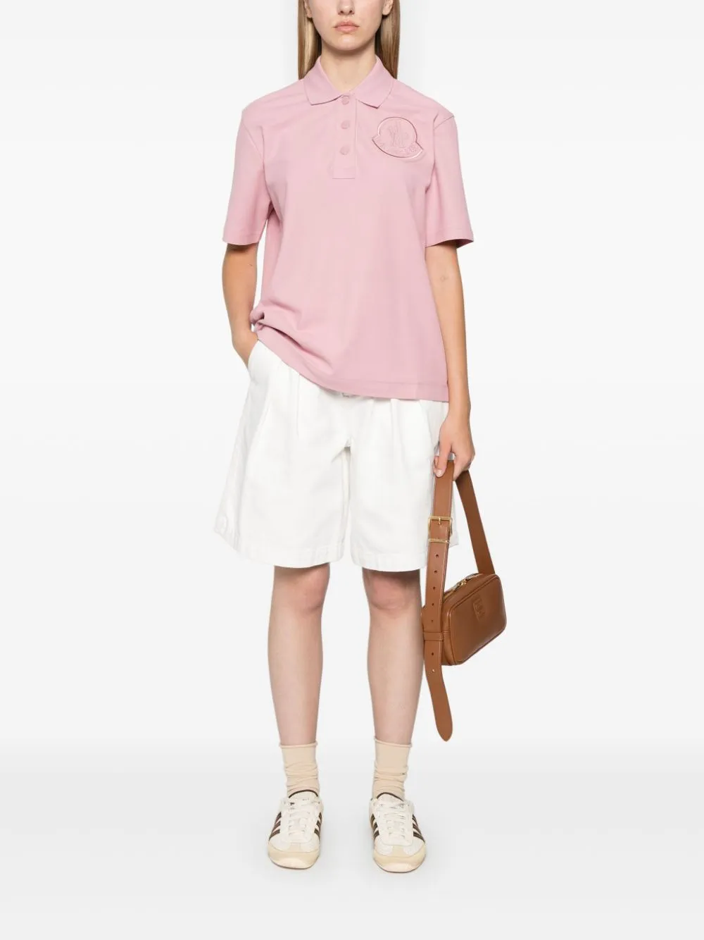 Moncler Poloshirt met geborduurd logo Roze